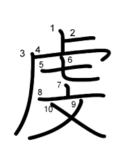 Thứ tự nét chữ 虔