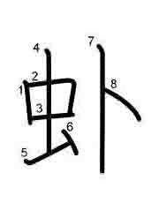 Thứ tự nét chữ 虲