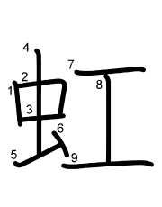 Thứ tự nét chữ 虹