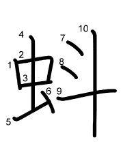 Thứ tự nét chữ 蚪