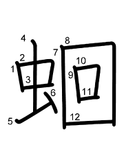 Thứ tự nét chữ 蛔