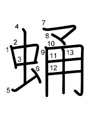 Thứ tự nét chữ 蛹