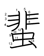 Thứ tự nét chữ 蜚