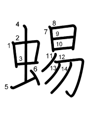 Thứ tự nét chữ 蜴