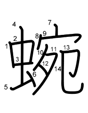 Thứ tự nét chữ 蜿