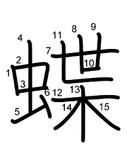 Thứ tự nét chữ 蝶