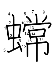 Thứ tự nét chữ 蟐