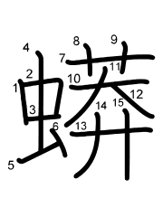 Thứ tự nét chữ 蟒