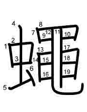 Thứ tự nét chữ 蠅