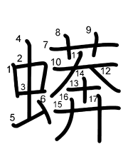 Thứ tự nét chữ 蠎