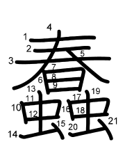 Thứ tự nét chữ 蠢