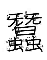 Thứ tự nét chữ 蠶