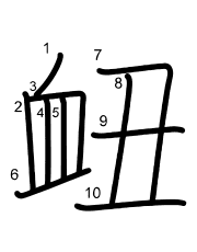 Thứ tự nét chữ 衄