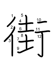 Thứ tự nét chữ 街