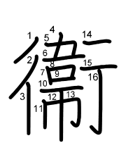 Thứ tự nét chữ 衞