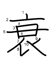 Thứ tự nét chữ 衰