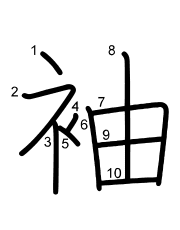 Thứ tự nét chữ 袖