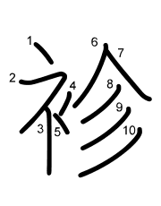 Thứ tự nét chữ 袗