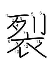 Thứ tự nét chữ 裂