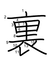 Thứ tự nét chữ 裏