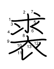 Thứ tự nét chữ 裘