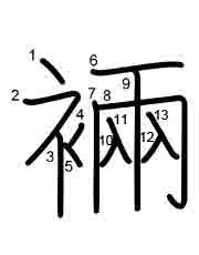 Thứ tự nét chữ 裲