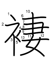Thứ tự nét chữ 褄