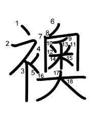 Thứ tự nét chữ 襖
