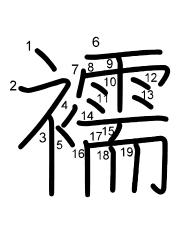 Thứ tự nét chữ 襦
