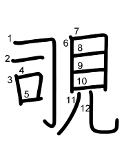 Thứ tự nét chữ 覗