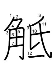 Thứ tự nét chữ 觝