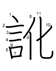 Thứ tự nét chữ 訛