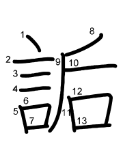 Thứ tự nét chữ 詬