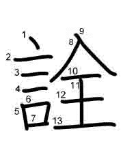 Thứ tự nét chữ 詮