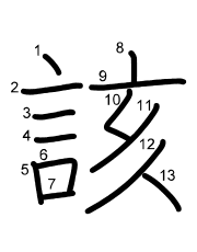 Thứ tự nét chữ 該