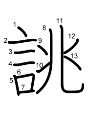 Thứ tự nét chữ 誂