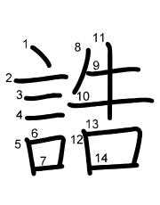 Thứ tự nét chữ 誥