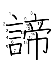 Thứ tự nét chữ 諦