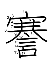 Thứ tự nét chữ 謇