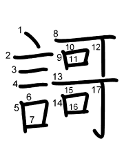 Thứ tự nét chữ 謌