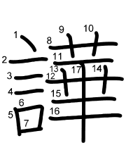 Thứ tự nét chữ 譁