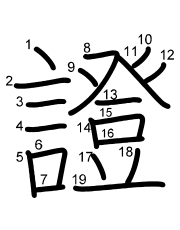 Thứ tự nét chữ 證