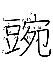 Thứ tự nét chữ 豌