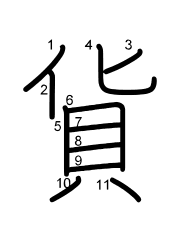 Thứ tự nét chữ 貨