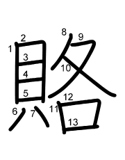 Thứ tự nét chữ 賂