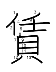 Thứ tự nét chữ 賃