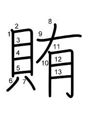Thứ tự nét chữ 賄