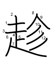 Thứ tự nét chữ 趁
