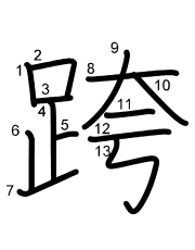 Thứ tự nét chữ 跨