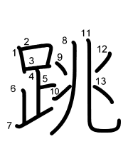 Thứ tự nét chữ 跳